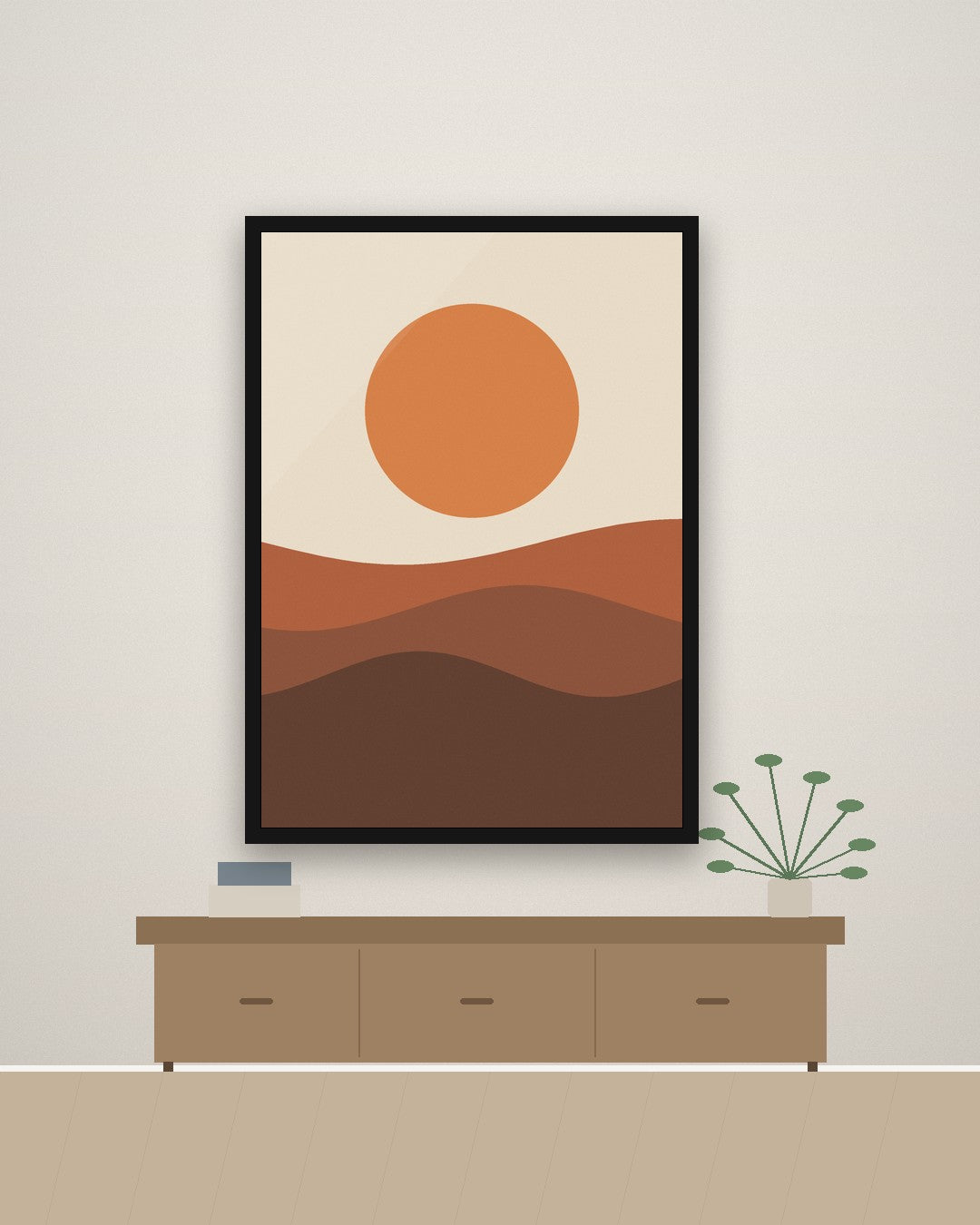 Zalazak sunca – apstraktni poster – na zidu