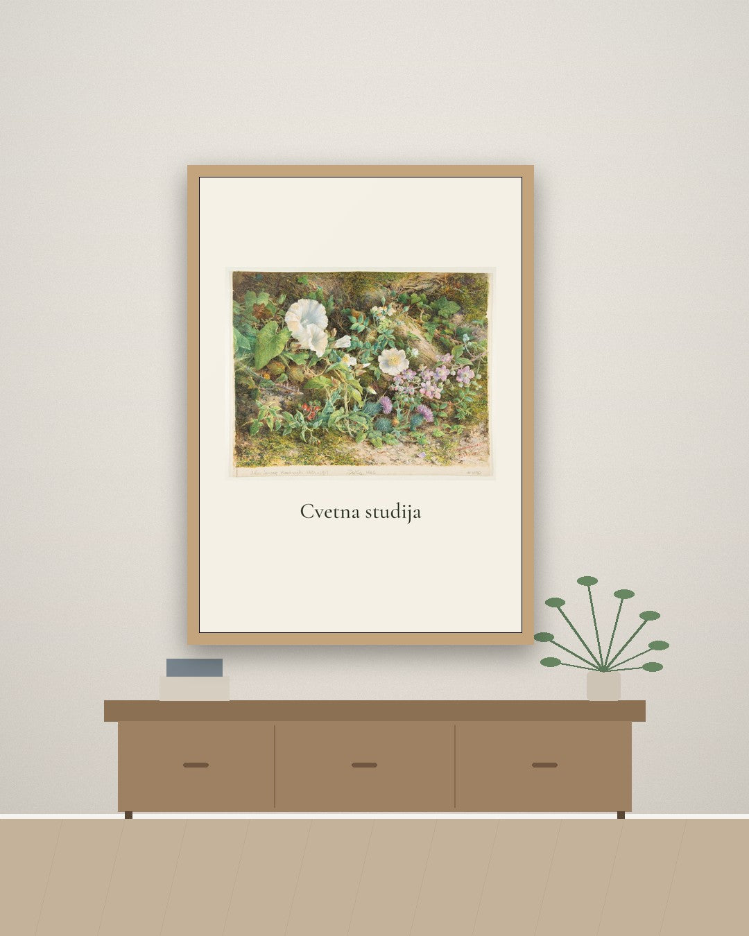 Cvetna studija – botanički poster – na zidu