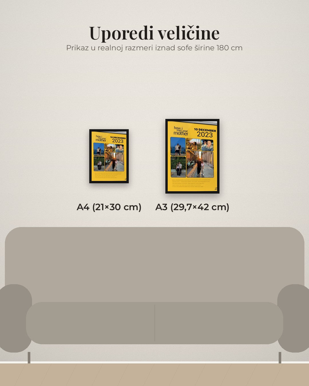 How I Met Your Father – poster – poređenje veličina A4 (21×30 cm) i A3 (29,7×42 cm)