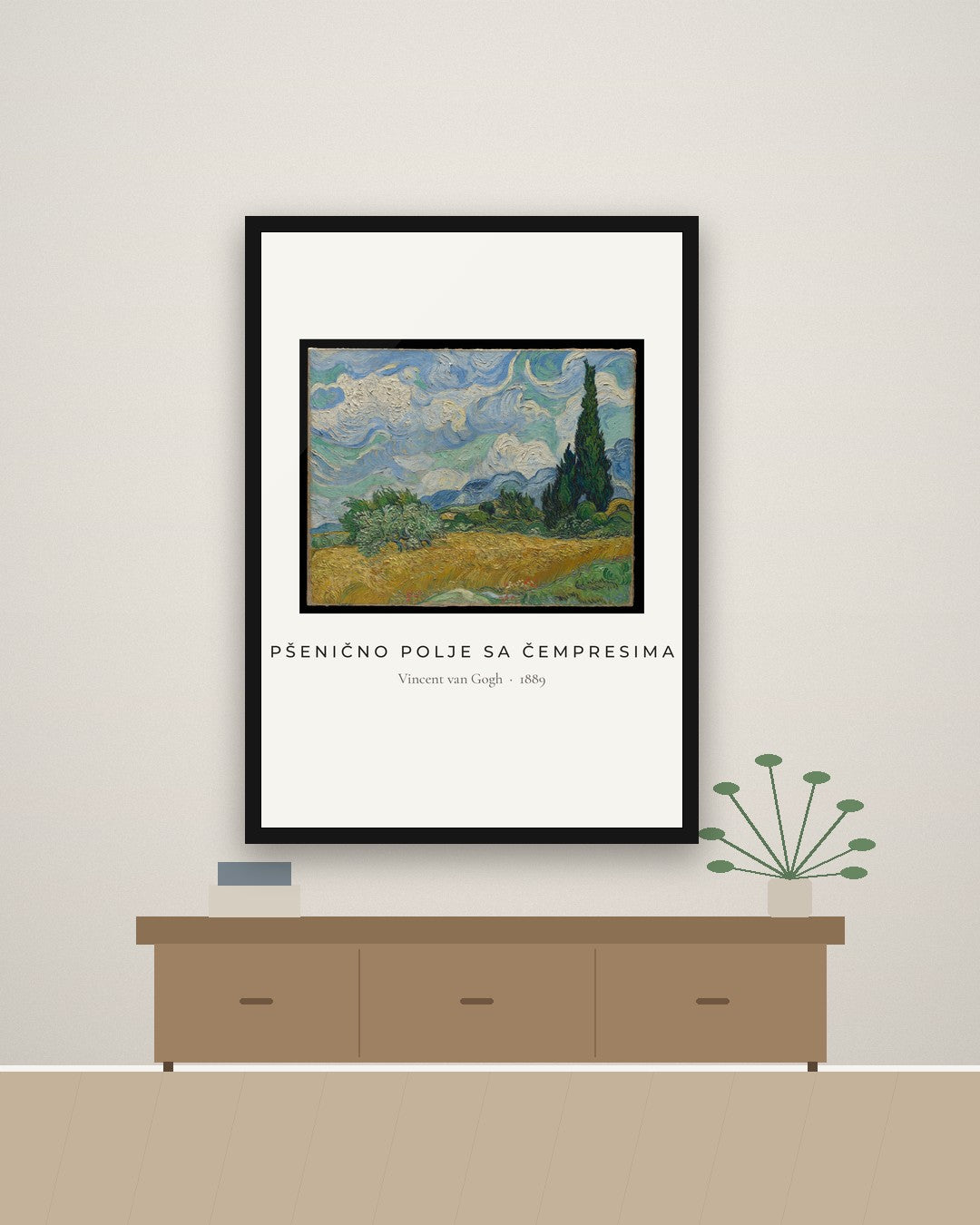 Pšenično polje sa čempresima – Vincent van Gogh, umetnički poster – na zidu